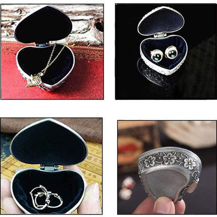 Vintage Heart Shape Jewelry Box Gift Box Metal Trinket Box Storage Organizer