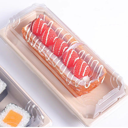 50pcs Eco-Friendly Sushi Box Rectangular Biodegradable Lunch Packaging Plate