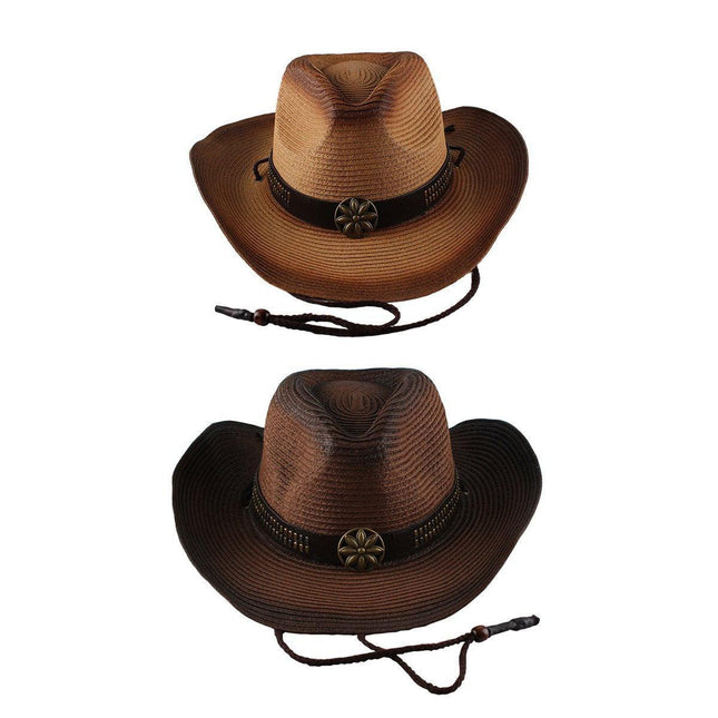 Outdoor Western Cowboy Hat Unisex Straw Hat Visor Hats Big Wide Brim Hat Summer