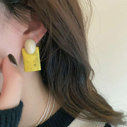 Green Square Vintage Earrings Retro Style Jewellery Women Girls Fashion Gift