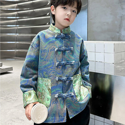 Boy Hanfu New Chinese Style Tang Jacket Traditional Coat Cultural Clothing