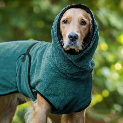 Pet Bathrobe Clothes Dog Towel Drying Robe Soft Warm Super Absorbent Black - Aimall