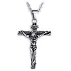 Men Stainless Steel Gold Silver Black Jesus Crucifix Pendant Chain Necklace Silver - Aimall