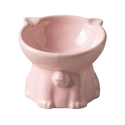 Ceramic Cat Bowl Cute Tall Raised Cat Food Bowl for Pets Eating Comfortably