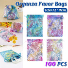100X Coral Organza Bag Sheer Bags Candy Packaging Jewellery Gift Wedding Pouch