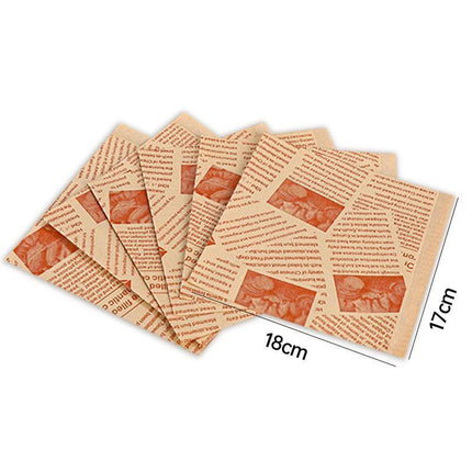 200PCS Vintage Newspaper Print Kraft Paper Bags Eco-Friendly Food Packaging