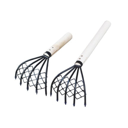 2X Clam Rake Net 5Claw Wood Handle Rake Shell Digging Tool Dig Seafood Tool
