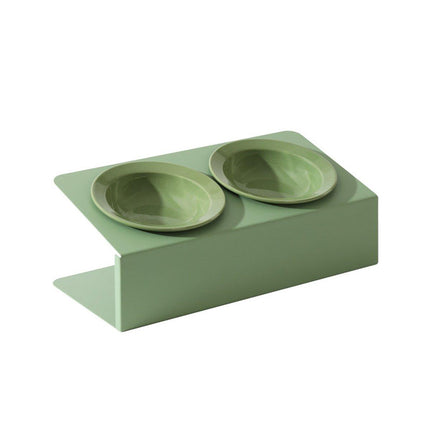 Ceramic Slanted Double Pet Bowl Cat Dog Food Water Bowl Non-Slip Feeding Dish