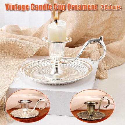 Retro Handheld Candlestick Holder European Style Candle Stand Metal Candlestick