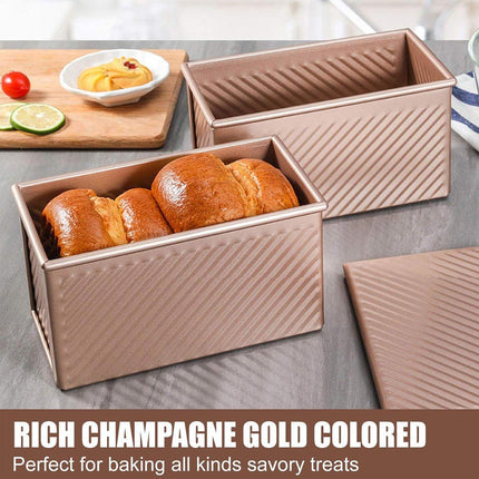 Golden Toast Bread Box with Lid Non Stick Baking Mould for Oven Kitchen Tools