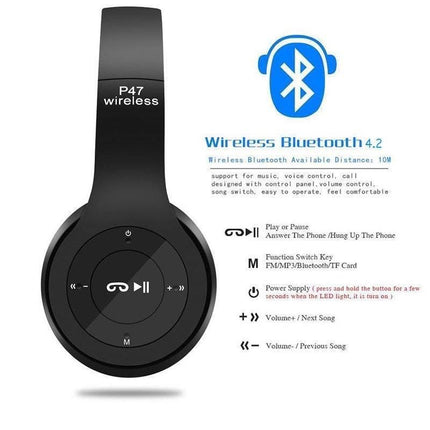 Noise Cancelling Wireless Headphones Bluetooth 5 earphone headset with Mic Hot - Aimall