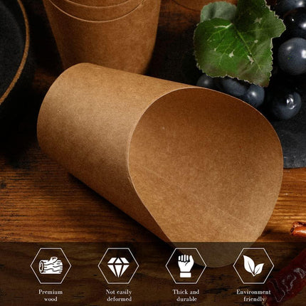 French Fries Holder Kraft Paper Cups Holder Disposable Paper Cups - Aimall