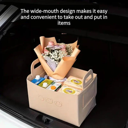 2pcs Felt Storage Basket Foldable Large Bear Basket Car Boot Basket for Dirty