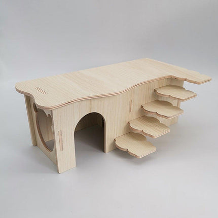 Wooden Multiroom Hamster Maze House Hiding Habitat Playhouse for Small Pets