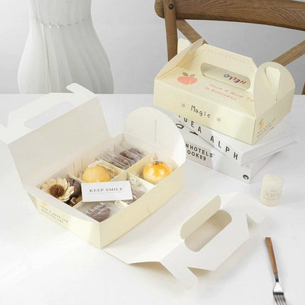 10 Pack Cake Box Set Cardstock Printed Partitioned Interior for Macarons Pastrie