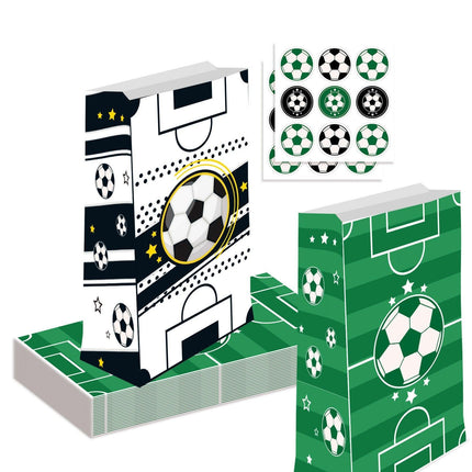 Fashion Football Sport Gift Bags Green Kraft Paper Sticker Set Party Favor Bags