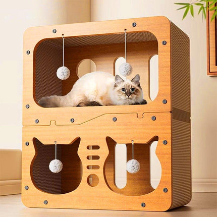 Wear-resistant Cat Scratch Board House Four Seasons Cat Climbing Tower Toy Nest