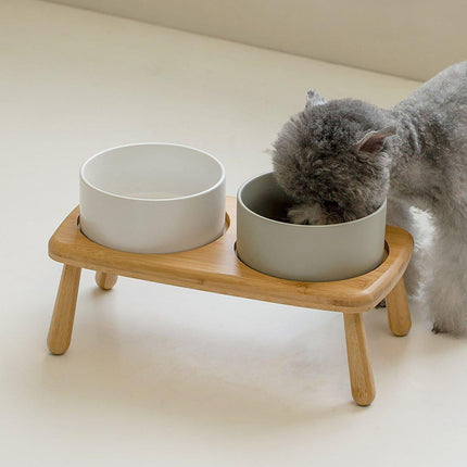 Ceramic Elevated Dog Bowl Anti-Slip Double Bowl for Small Medium Large Dogs
