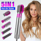 5 IN 1 Hair Dryer Brush Hot Comb Air Volumizer Curler Straightener Curling Style - Aimall