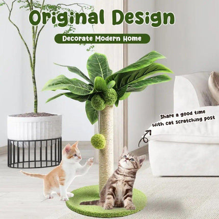 Cat Scratching Coconut Tree Kitten Post Sisal Covered Scratcher Pole Toy 32/38cm
