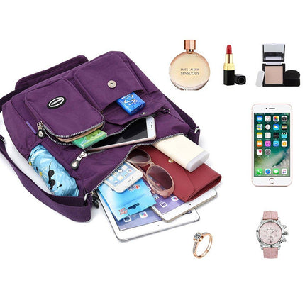 Purple Shoulder Bag Nylon Fabric Crossbody Travel Bag for Women Casual Use