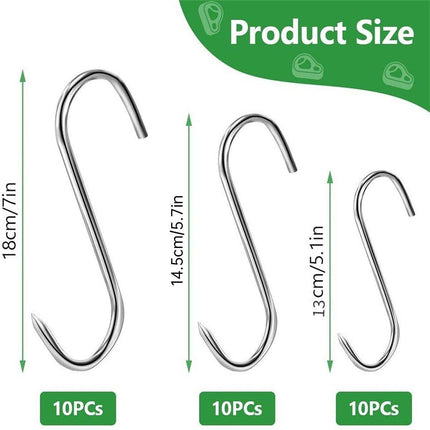 10PCS Steel S Meat Hooks for Beef Pork Lamb Roast Duck BBQ Grill Oven Hanging