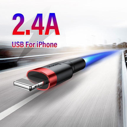 GoldBlack Genuine BASEUS 2.4A USB to Lighting Charging Cable Cord for iPhone 13 12 Pro XS - Aimall