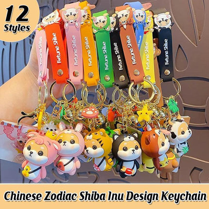 Cartoon Chinese Zodiac Furtune Shiba Inu Design Keychain Backpack Car Pendant - Aimall