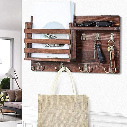 Wooden Wall Mounted Hanging Rack Holder Storage Shelf for Living Room Entrance