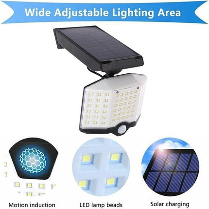 3 Head Solar Motion Sensor Light Outdoor Garden Wall Security Flood Lamp 74LEDs - Aimall