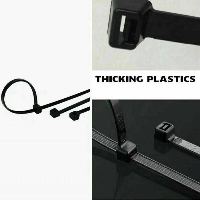 250X Cable Ties Zip Ties Nylon UV Stabilised Black Cable Tie - Aimall