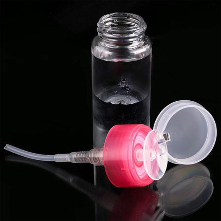 5PCS 100ml Nail Polish Remover Bottle Rose Red Transparent Press Pump Makeup