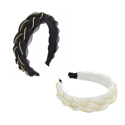 Women Hairband Twist Organza Knot Cross Tie Wide Headwear Hair Band Hoop Shiny - Aimall
