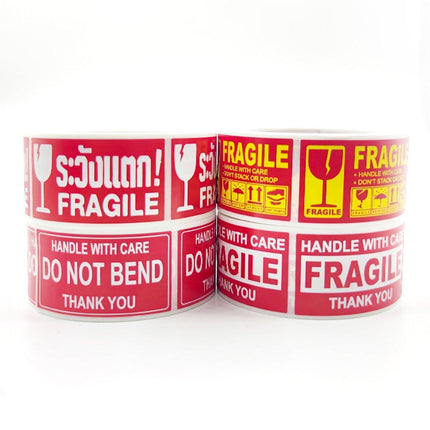 4Rolls Fragile Warning Label Stickers English Caution Handle With Care Packaging