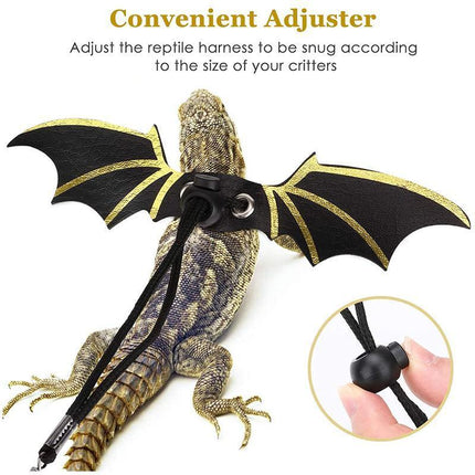 Lizard Harness Leash Bearded Dragon+Cool Leather Wings Reptile Adjustable - Aimall