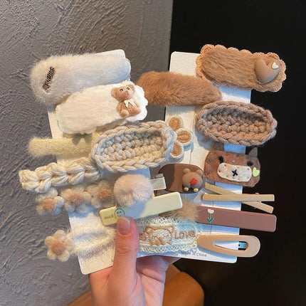 Children Plush Hair Clip Bangs Clip Cartoon Barrettes Korean Style Kids Hairpin - Aimall