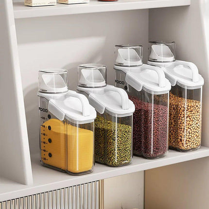 2Sizes Portable Transparent Grain Storage Jar Cat Food Rice Snack Tea Container
