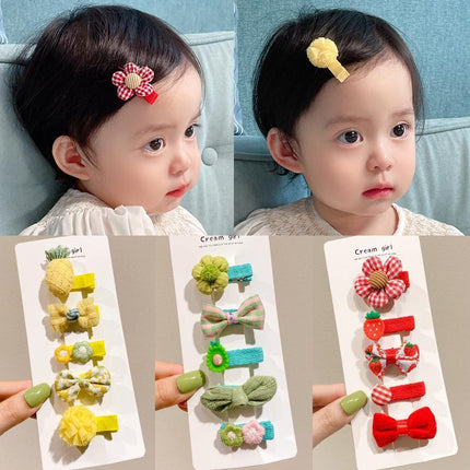 5PCS Girls Bowknot Snap Hair Clips Headband Cute Hair Accessories Set