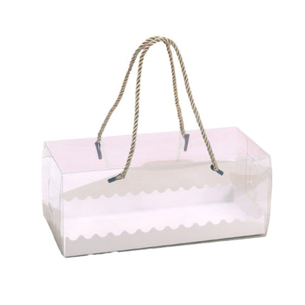 25pcs Rectangular Transparent Cake Roll Packing Box Portable Swiss Pastry Box
