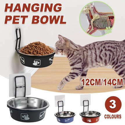 Stainless Steel Pet Bowl Hanging Cat Food Water Bowl Durable for Dogs and Cats