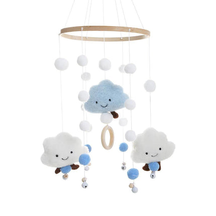 Felt Ball Cloud Mobile Hanging Bed Bell Wind Chime for Nursery or Room Decor