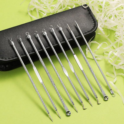 9PCS Blackhead Remover Extractor Tool Pimple Blemish Popper Comedone Kit Clip - Aimall