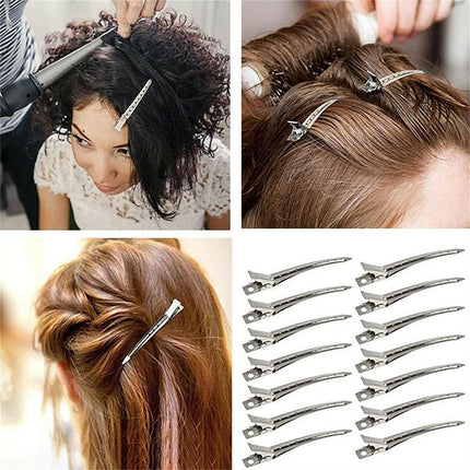 6-54X 9cm Hairdressing Sectioning Hair Clips Duck Bill Hairpin Salon Metal Curl Clips - Aimall