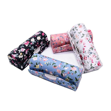 8PCS Set Vintage Flower Cloth Lipstick Box Mirror Packaging Portable Gift Case