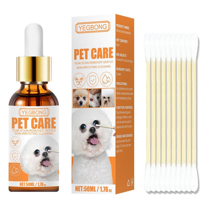 Pet Eye Tear Stain Remover Drops Wash for Dogs and Cats Cleans Eye Discharge