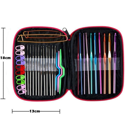 50PCS Hooks Set Crochet Sewing Tools Knitting Needles Aluminum DIY Weave Craft - Aimall