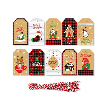 50PCS Christmas Kraft Paper Gift Tags Vintage Holiday Party Card Packaging Decor