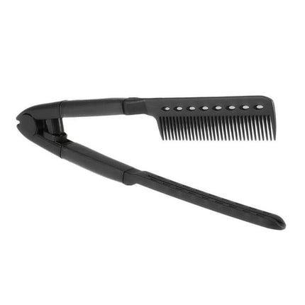 Folding Styling V Comb Hair Straightener Hairdressing Salon Straightening Brush - Aimall