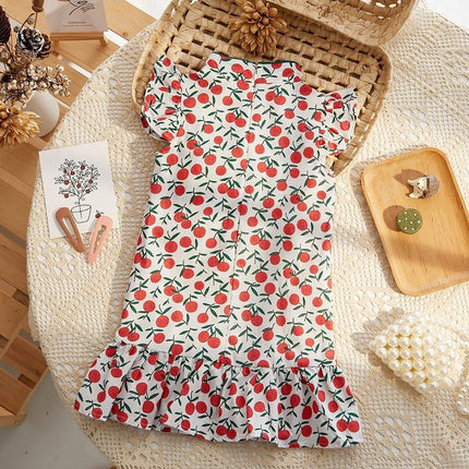 Girls Cheongsam Skirt Floral Dress Traditional Chinese Style Summer Outfit