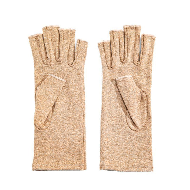 Brace Arthritis Hand Compression Gloves fingerless gloves Pain Relief Brown - Aimall